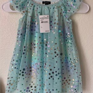 Zunie Light Blue Dress with Metallic Star Details